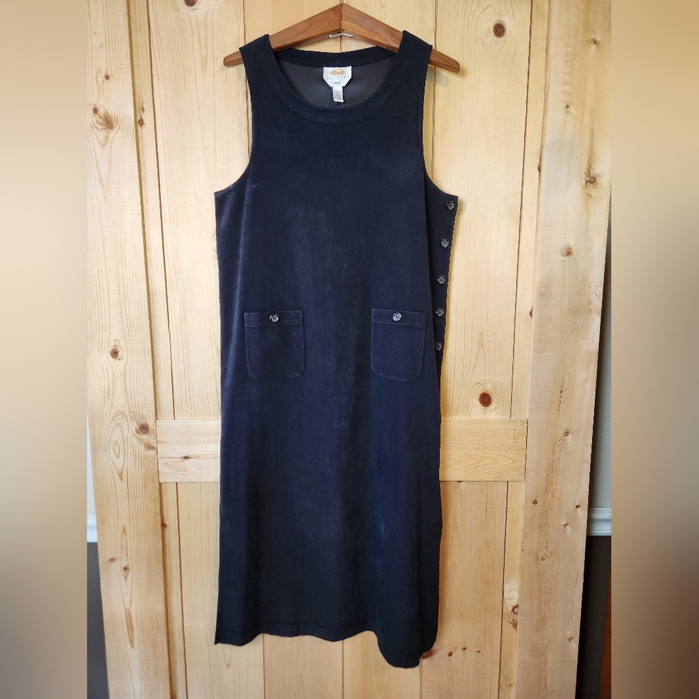 Talbots Black Faux Suede Stretch Tunic Jumper Dress